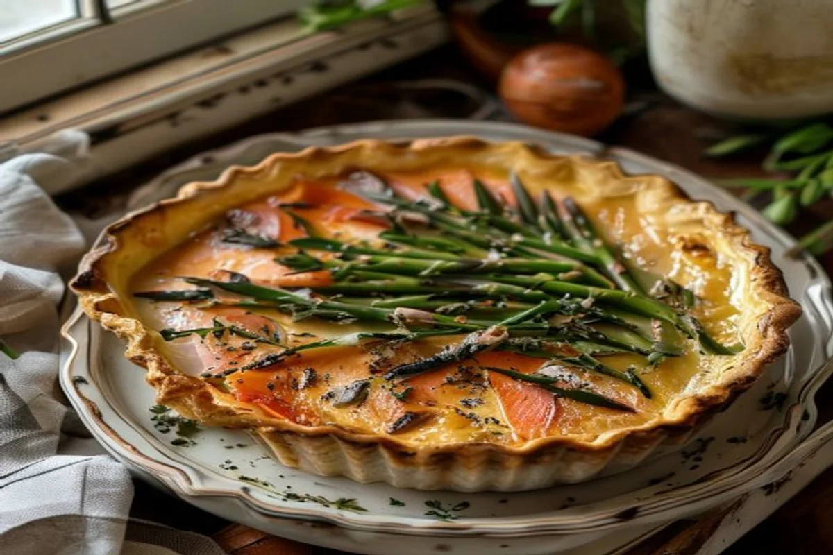 Spargel-Quiche mit Räucherlachs