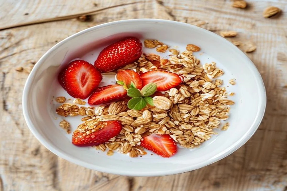 Erdbeer-Joghurt-Bowl mit knusprigem Granola